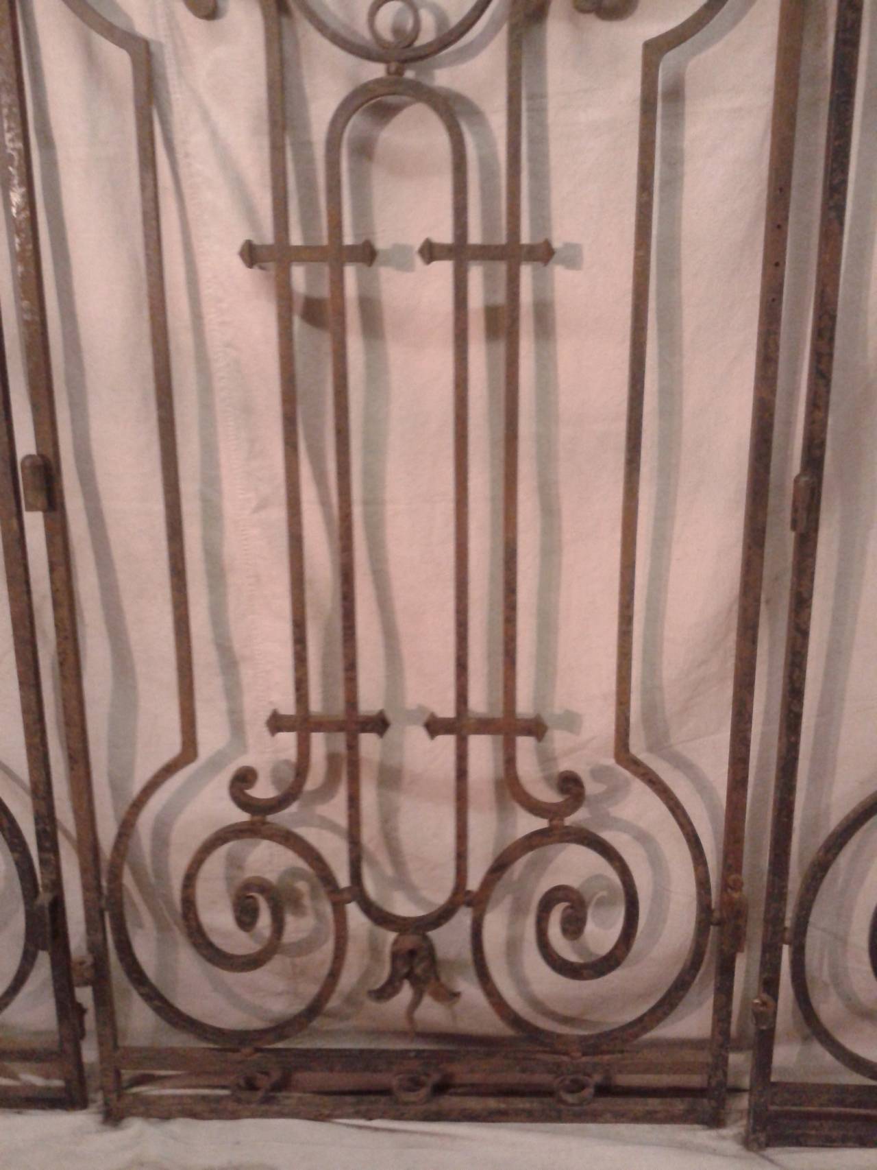 Carved Set of Six 19th Century Iron Gates