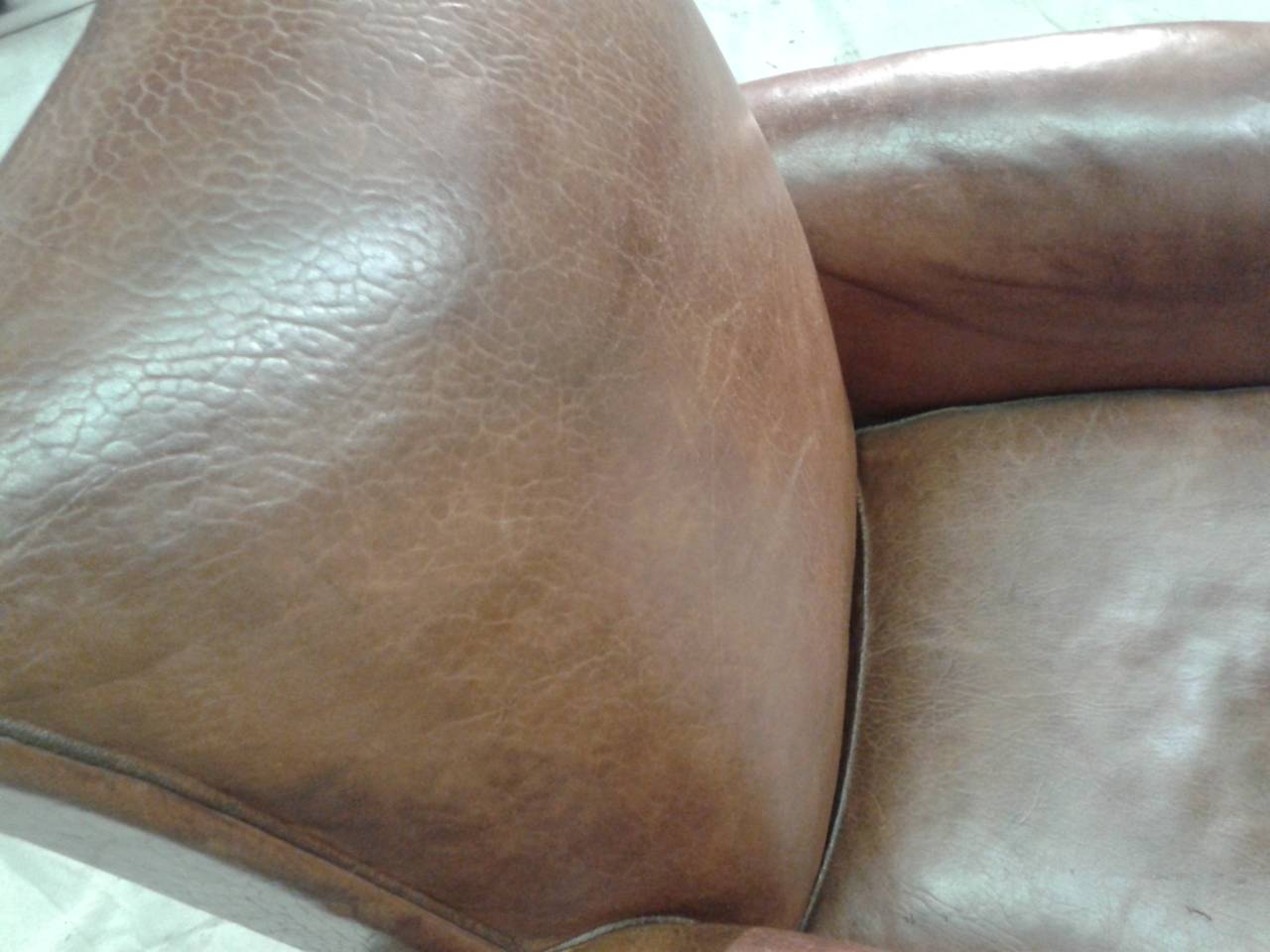 Pair of Club Leather Chairs In Fair Condition In Stockbridge, GA