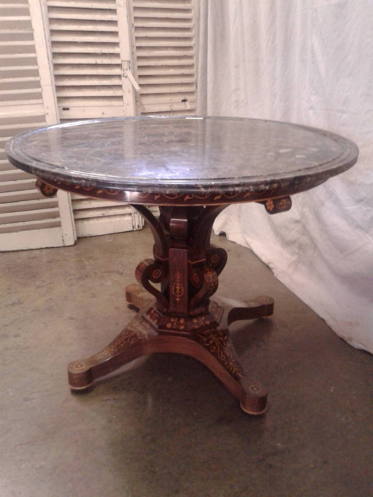 Superb Gueridon from King Charles X Period with a Beautiful Marble Top