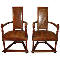 Exceptional Pair of 19th Century French Leather Chairs 7