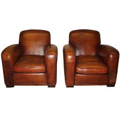 Superb Pair of French Club Chairs