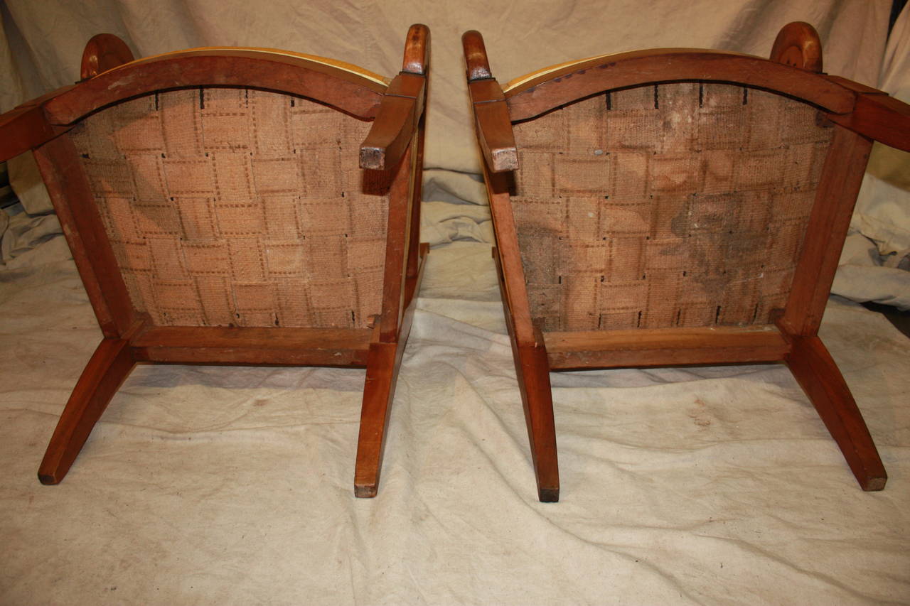 Walnut Magnificent Pair of Biedermeier Armchairs