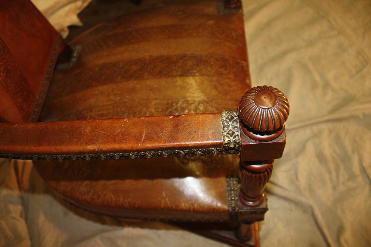 Exceptional Pair of 19th Century French Leather Chairs 3