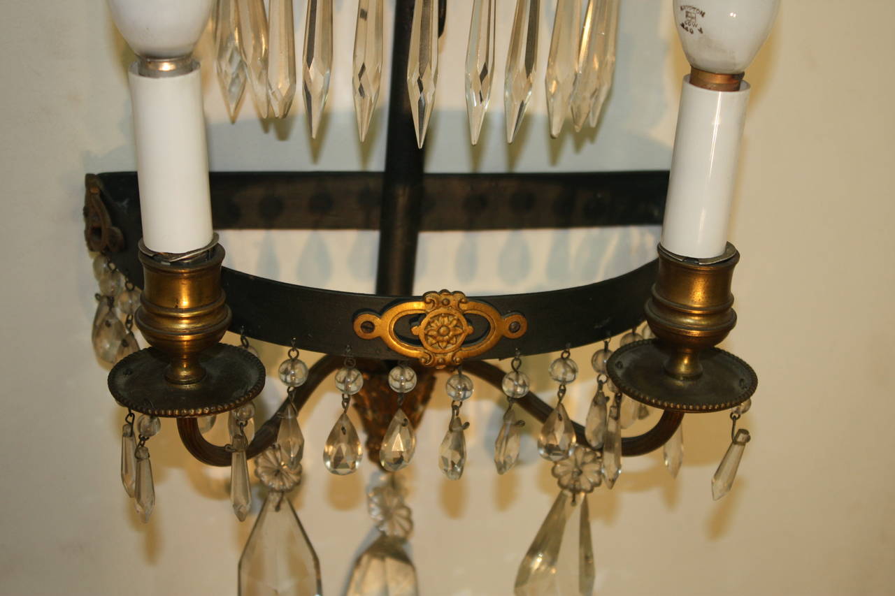 Bronze Pair of French Directoire Sconces For Sale
