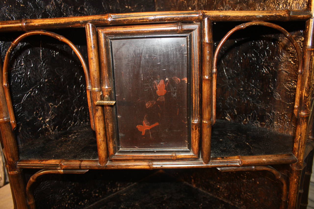 19th Century Chinoiserie Bamboo Corner Cabinet For Sale 2