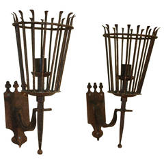 Pair of French Iron Sconces