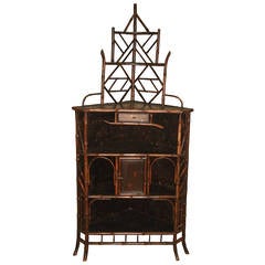 19th Century Chinoiserie Bamboo Corner Cabinet 9