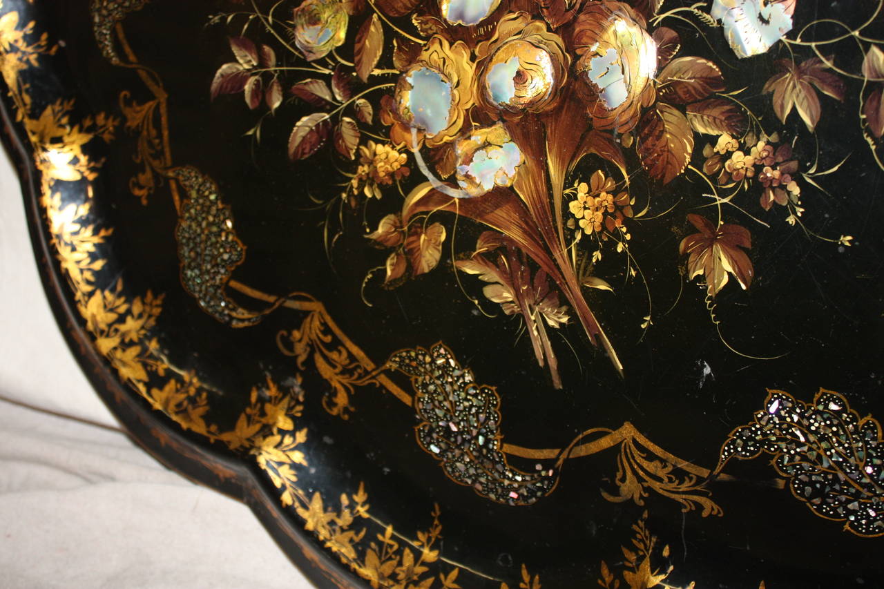 Metal 19th Century French Lacquered Tray For Sale