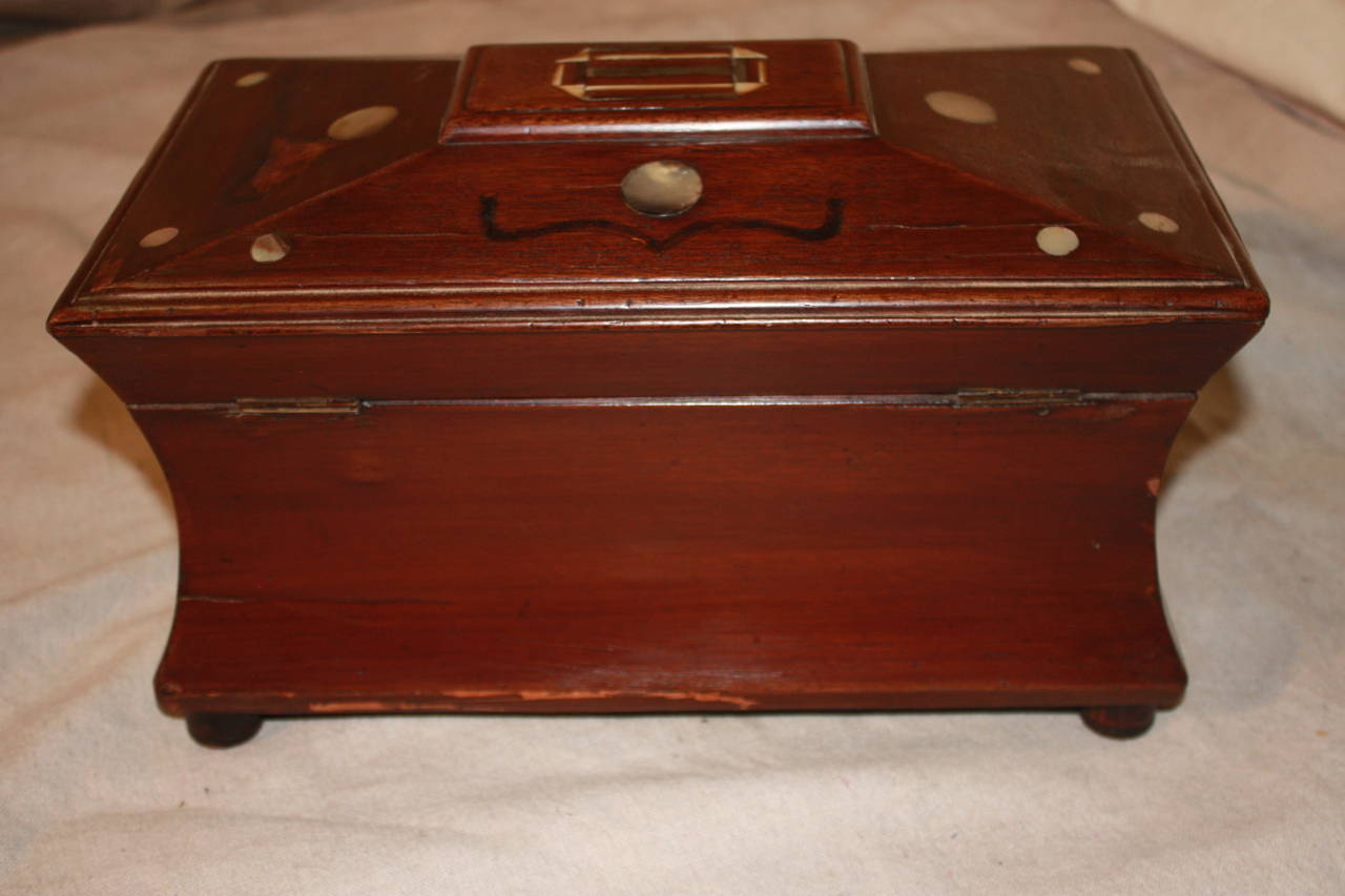 19th century French jewelry box, the wood is in mahogany.