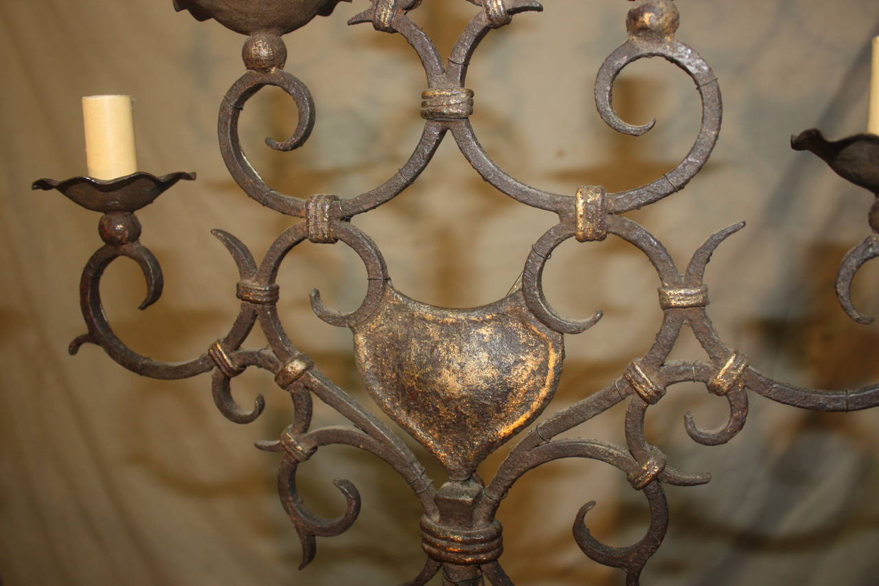 Louis XIII Pair of 19th Century, French Iron Candelabra For Sale