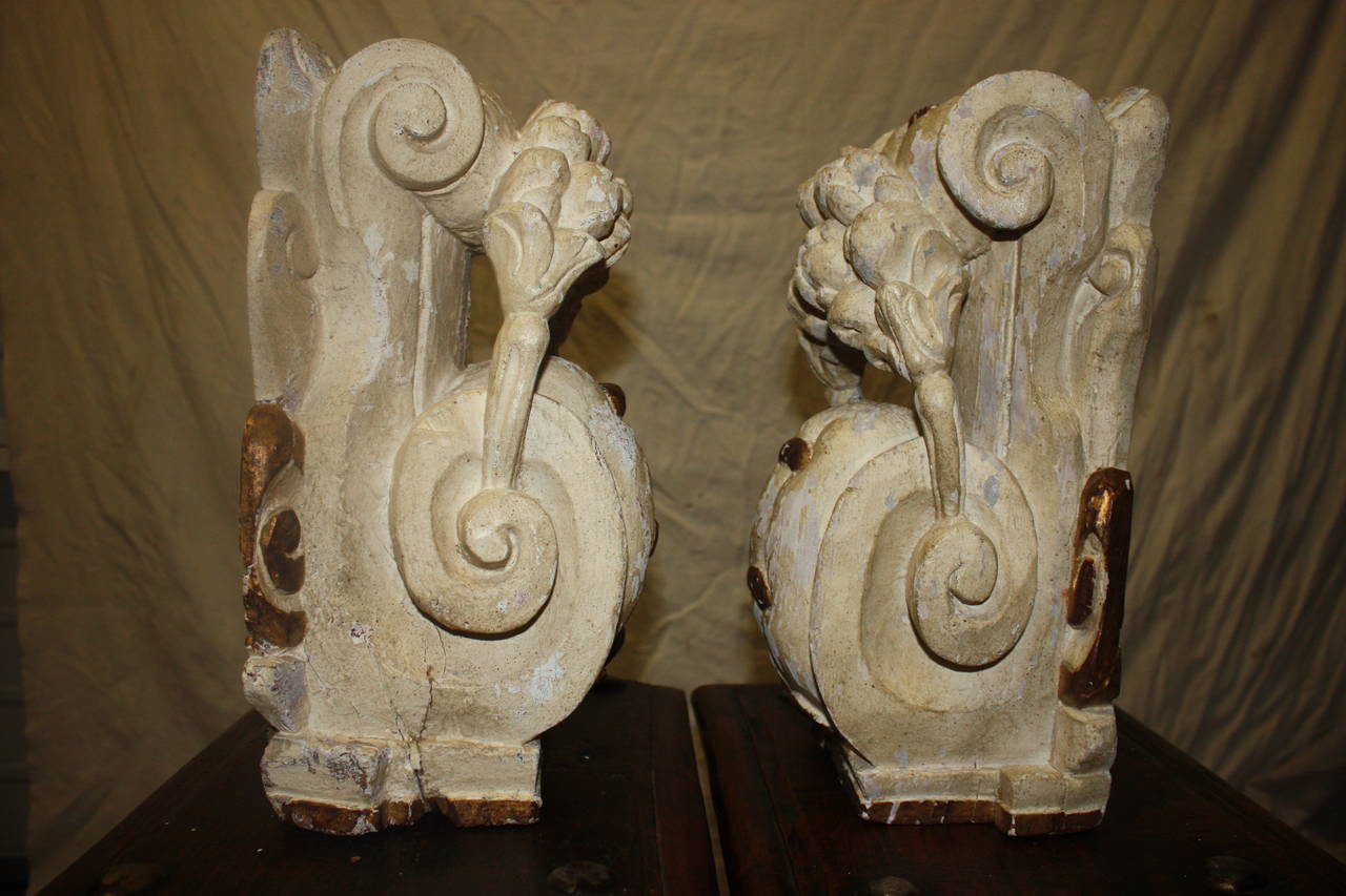 French Pair of 18th Century Carved Wall Consoles For Sale