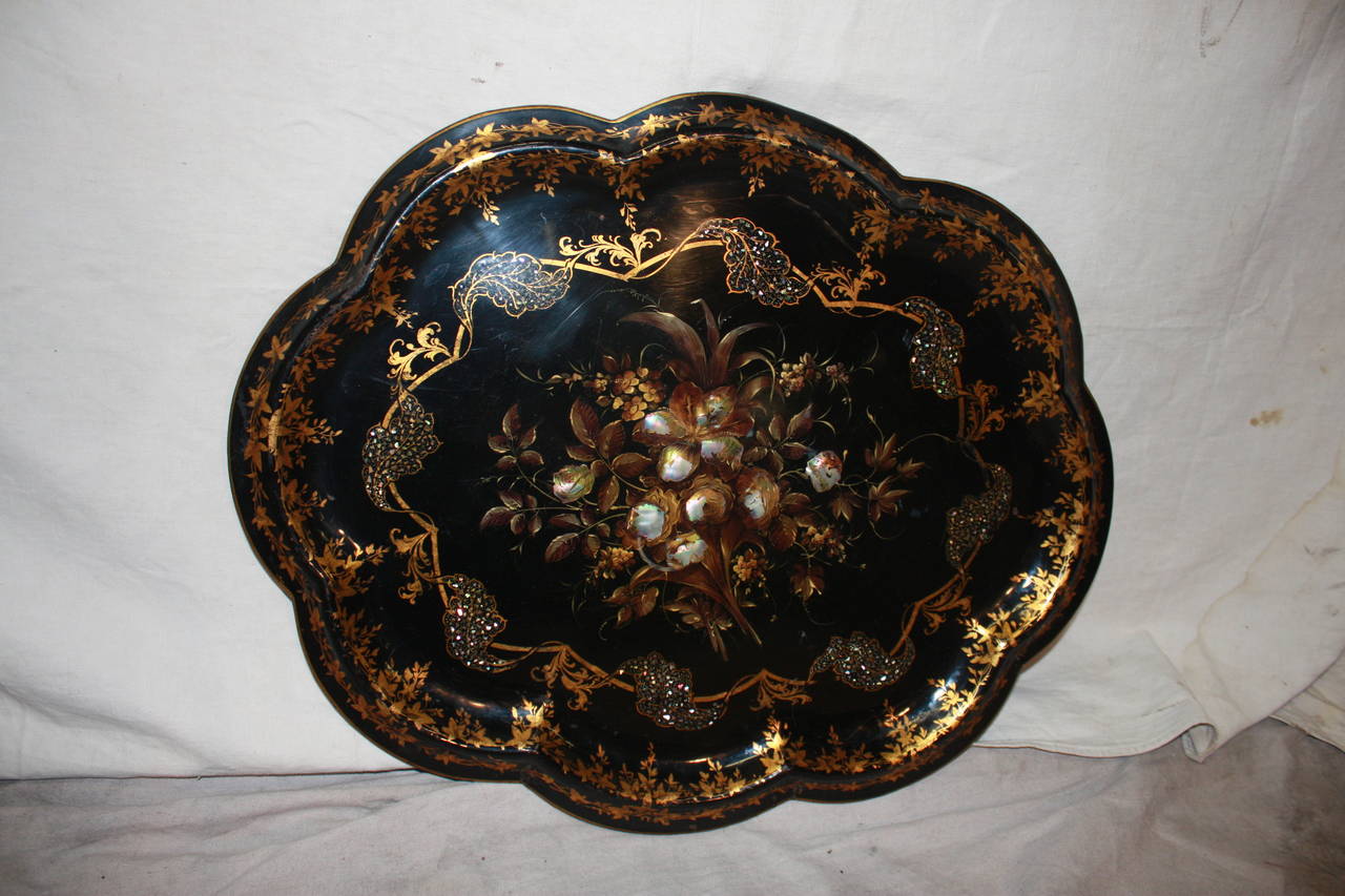 19th century French tole lacquered tray