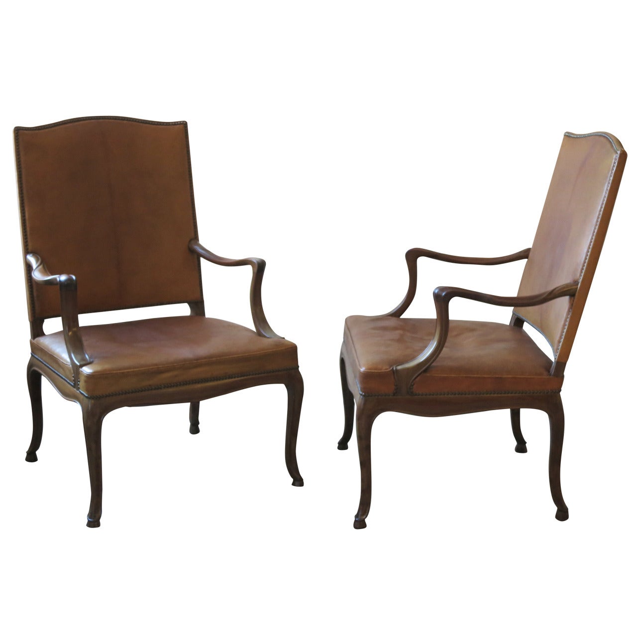 Frits Henningsen Four Large 1930s Armchairs in Danish Rococo Style For