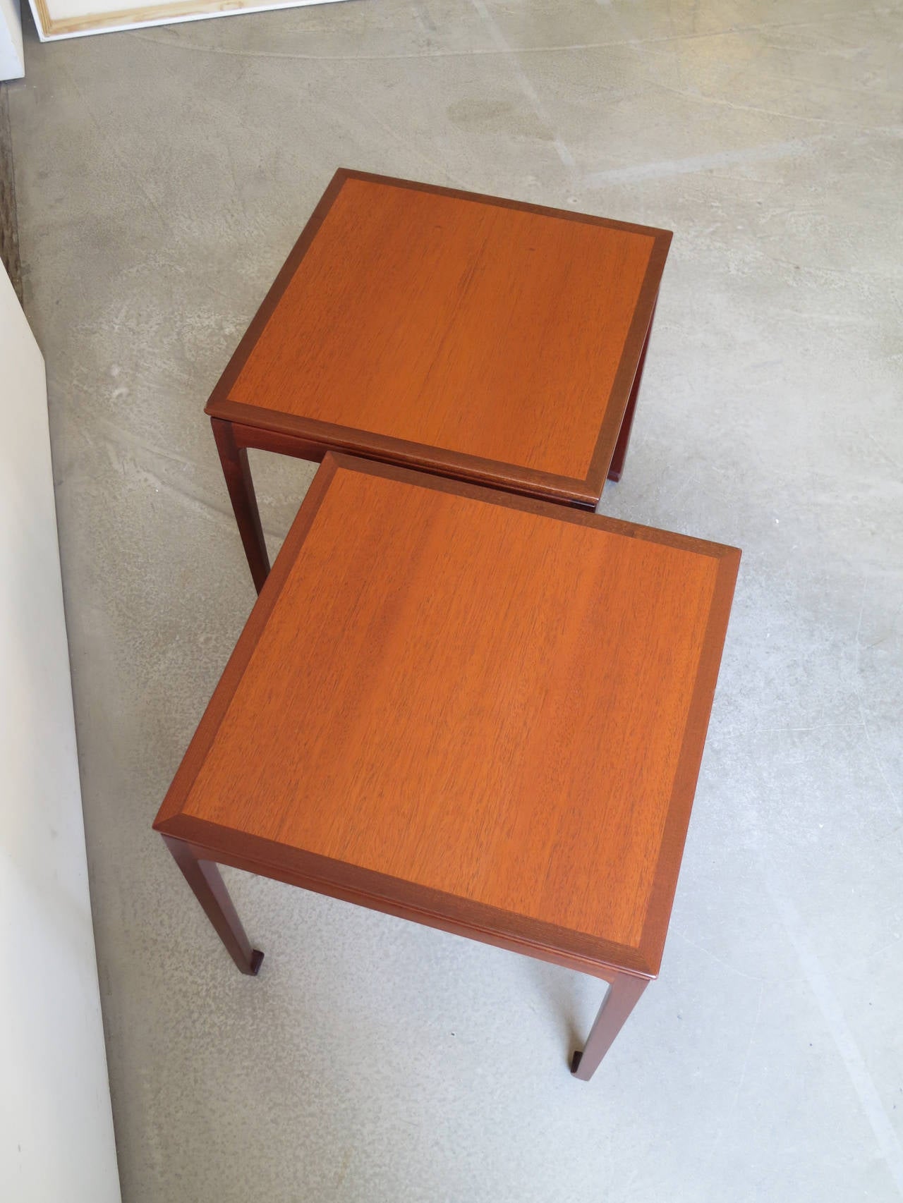 Danish Pair of Elegant Side Tables by Ole Wanscher For Sale