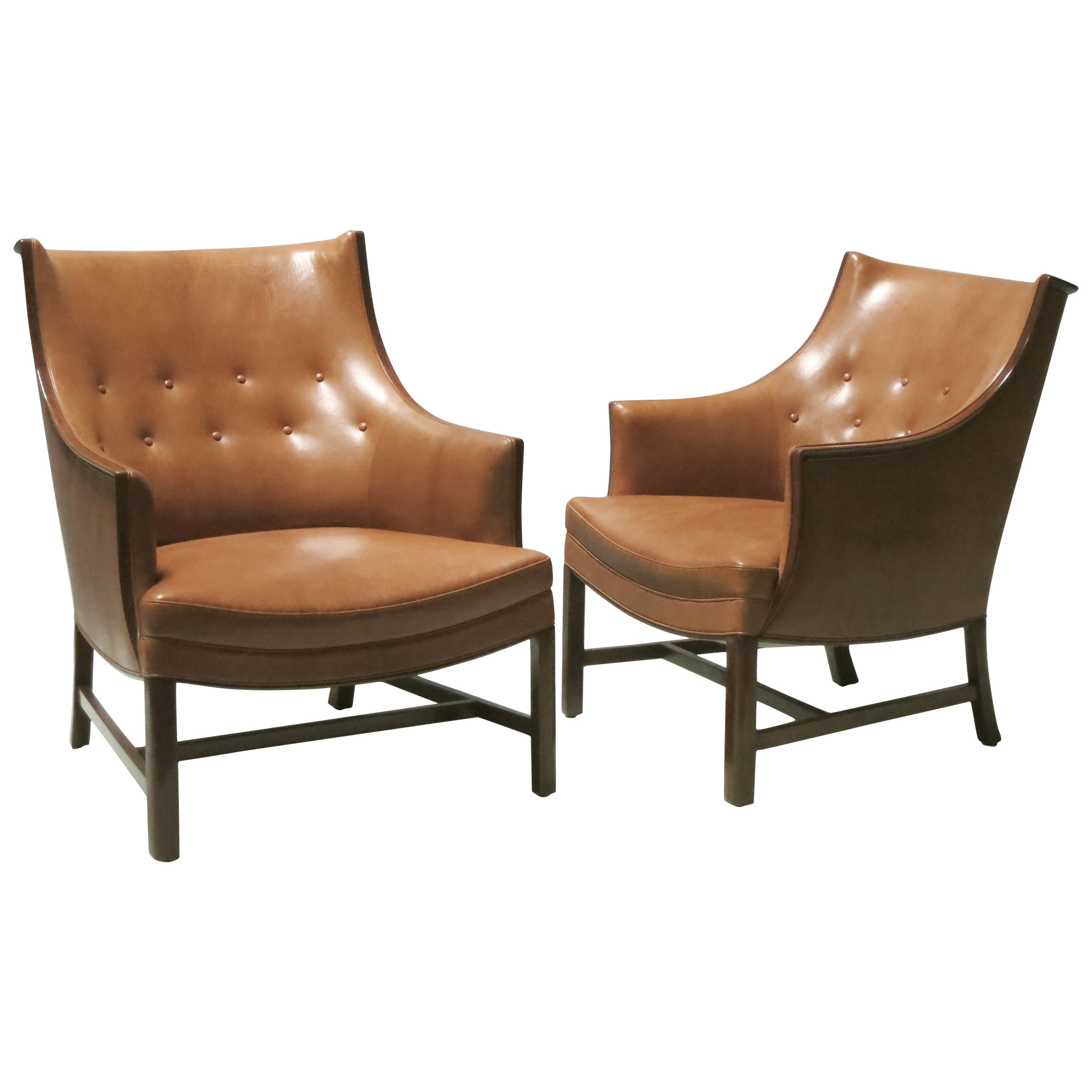 Pair of Refined 1930s Easy Chairs by Frits Henningsen For Sale