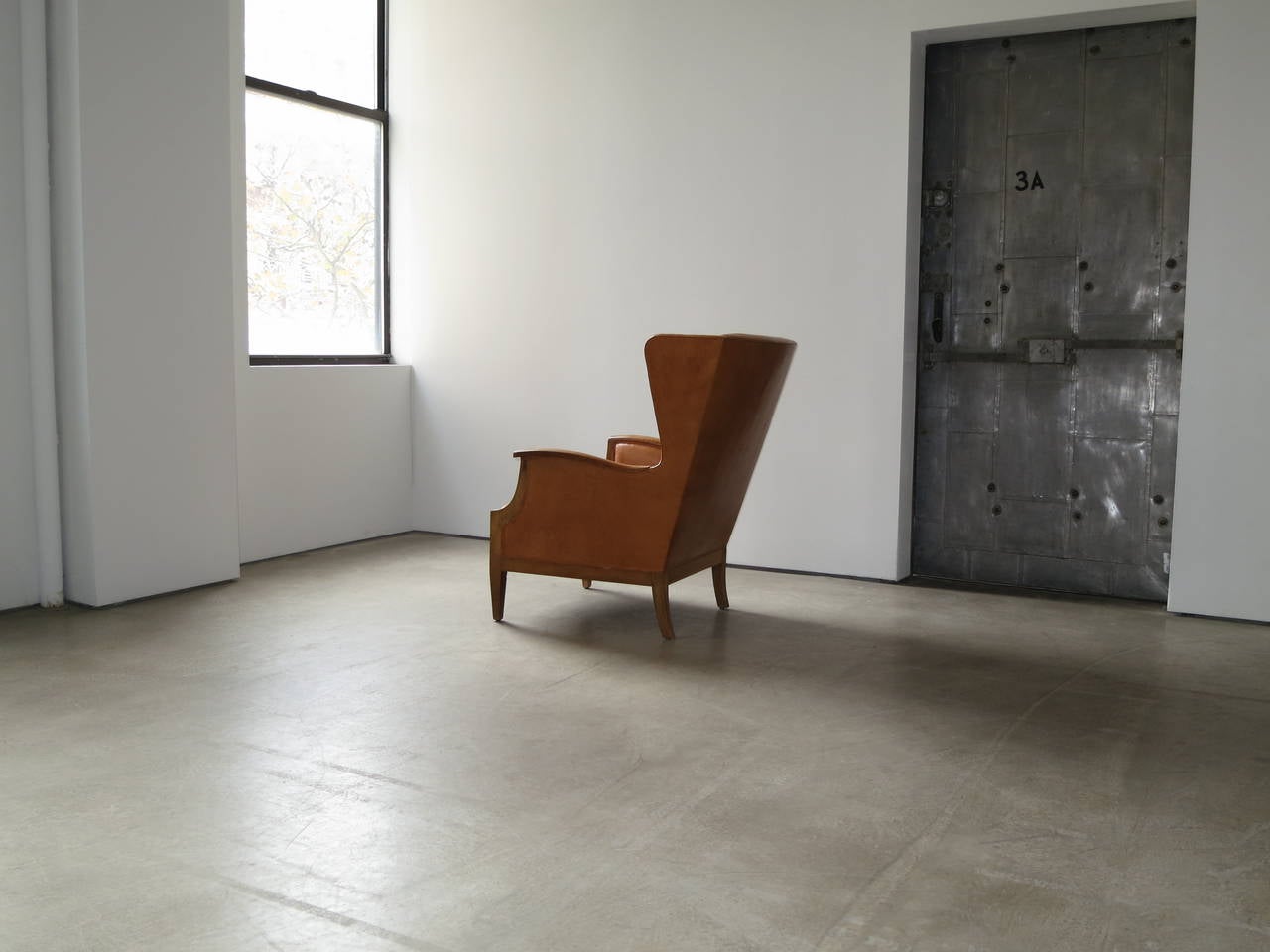1930s Wingback Chair in Nigerian Leather and Oak by Frits Henningsen In Excellent Condition In New York, NY