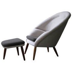 "Oda" Lounge Chair and Ottoman by Nanna and Jørgen Ditzel