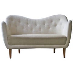 Elegant Curved Sofa with Teak Legs by Finn Juhl Designed in 1948 3