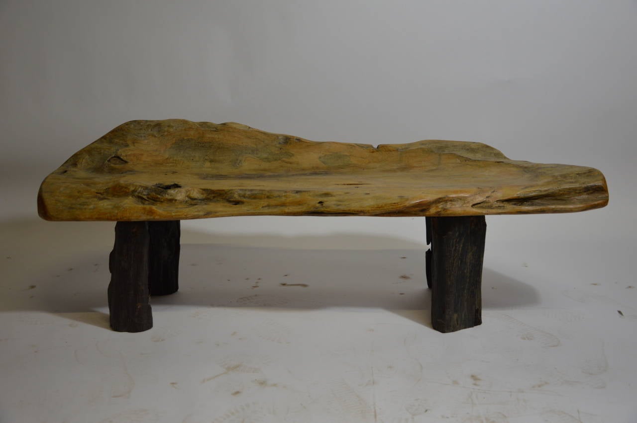 Olive wood natural bench circa 1960