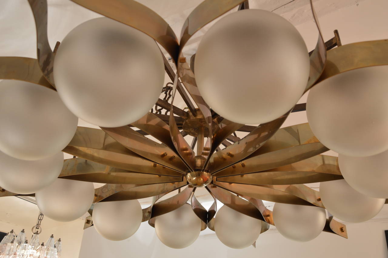 Very Important Chandelier by Gio Ponti in Brass and Glass 1