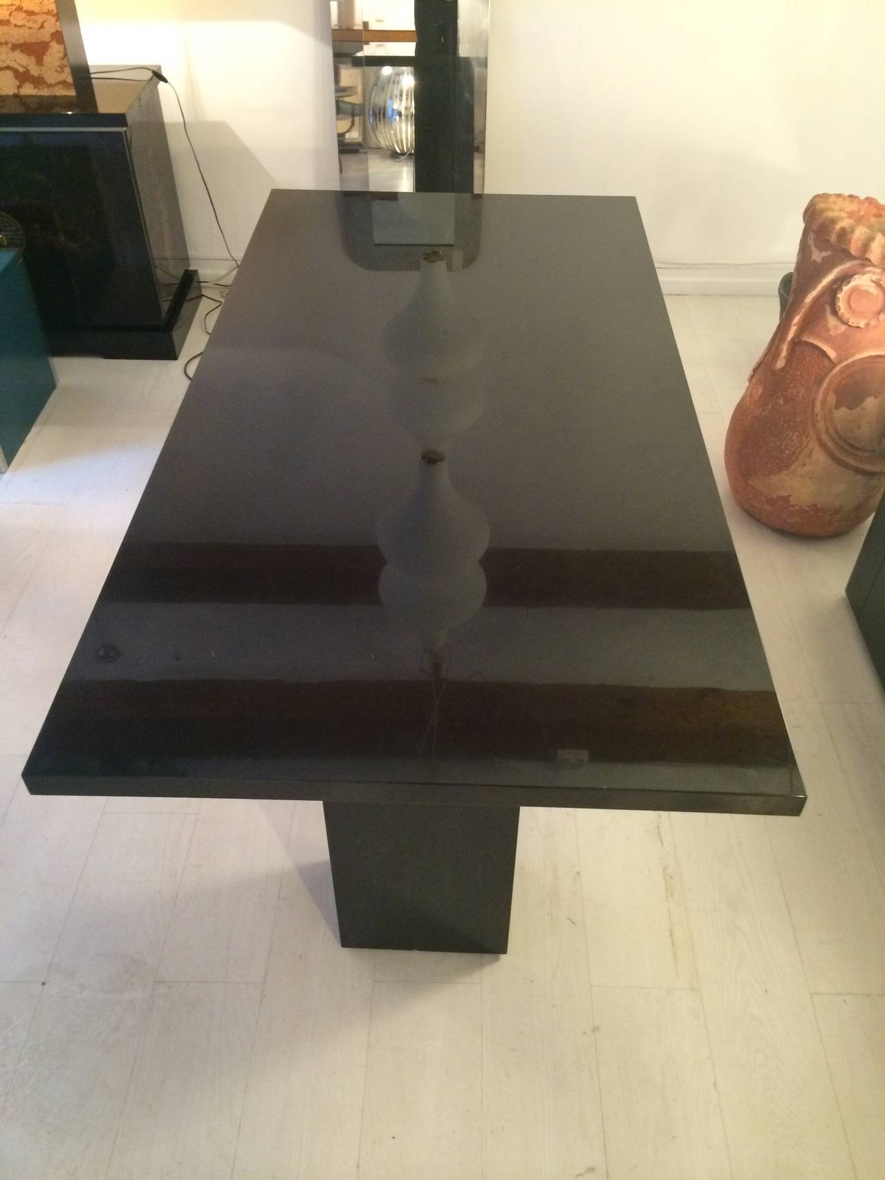 Italian Important table in massive absolute black marble For Sale