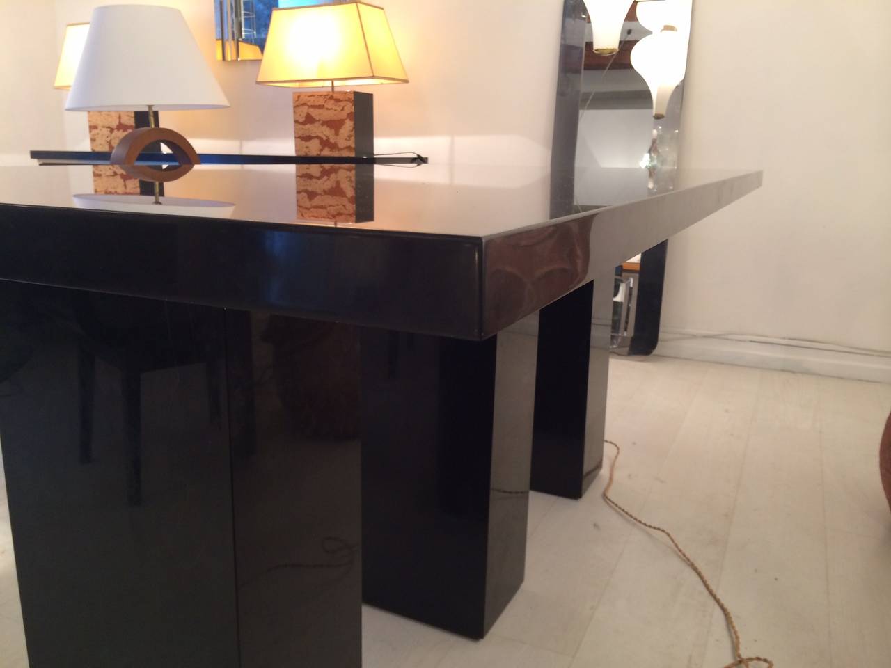Marble Important table in massive absolute black marble For Sale