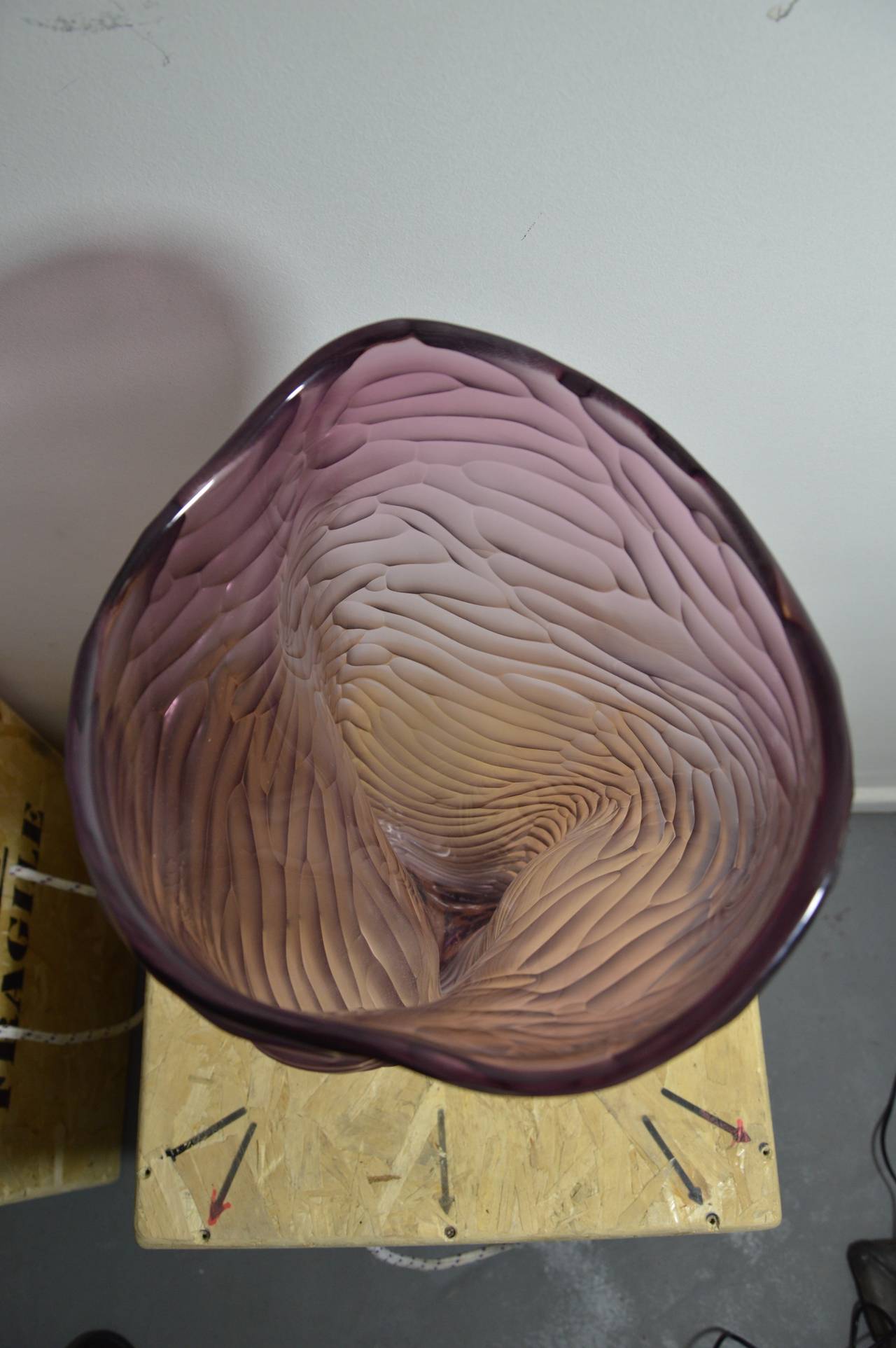 Purple Unique Vase in Glass by Massimo Micheluzzi For Sale 1