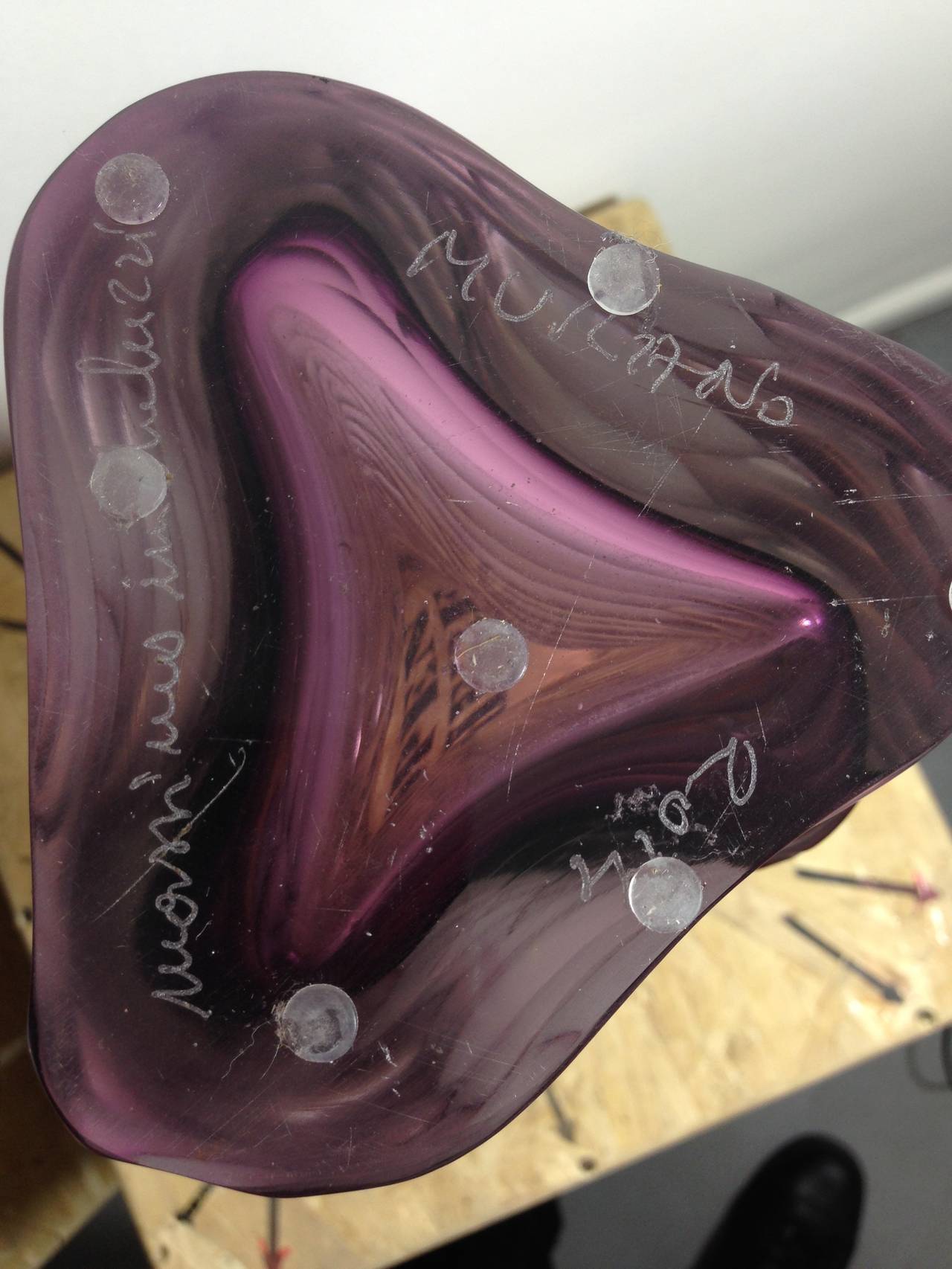 Purple Unique Vase in Glass by Massimo Micheluzzi For Sale 2