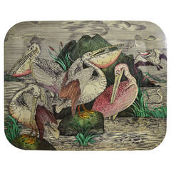 Vintage Fornasetti Tray with Motives of Wading Birds