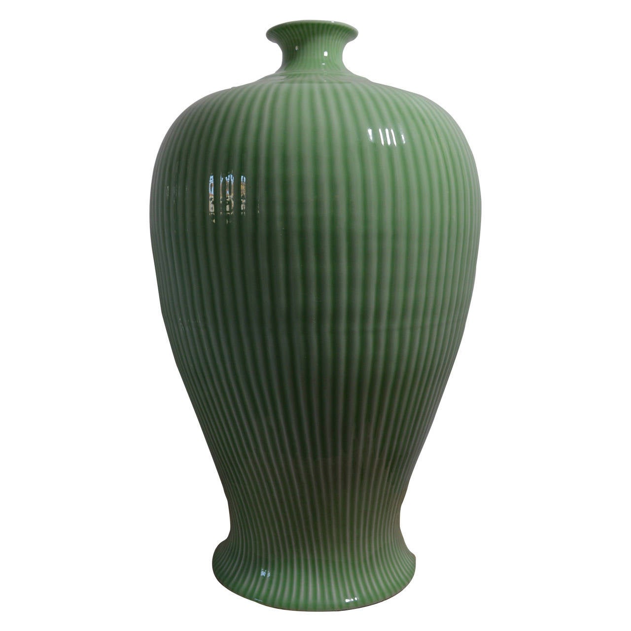 Important Green Vase in Hydric Shape For Sale