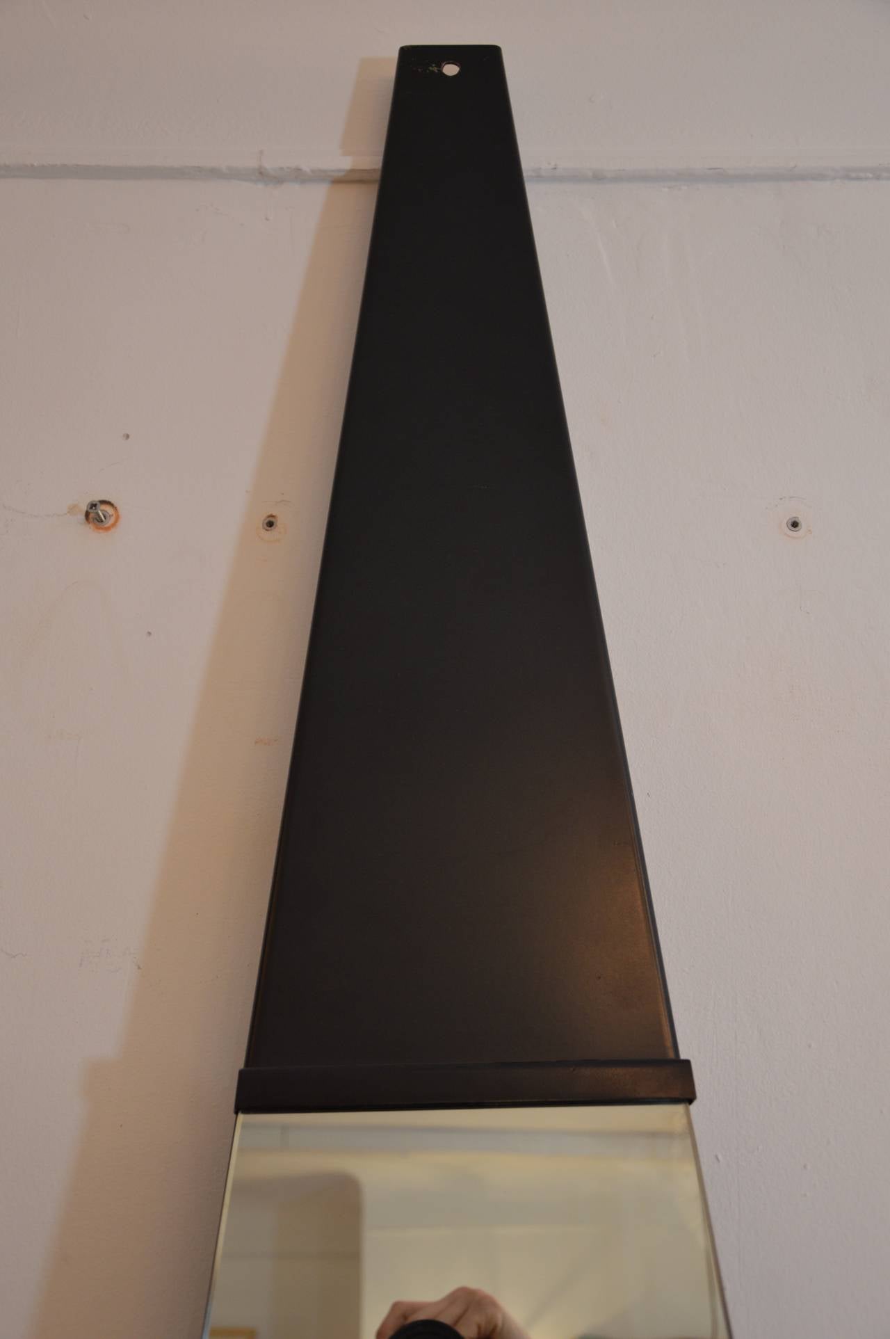 Important Triangular Mirror in Black Steel For Sale 2