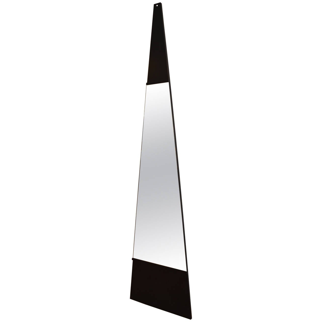 Important Triangular Mirror in Black Steel For Sale