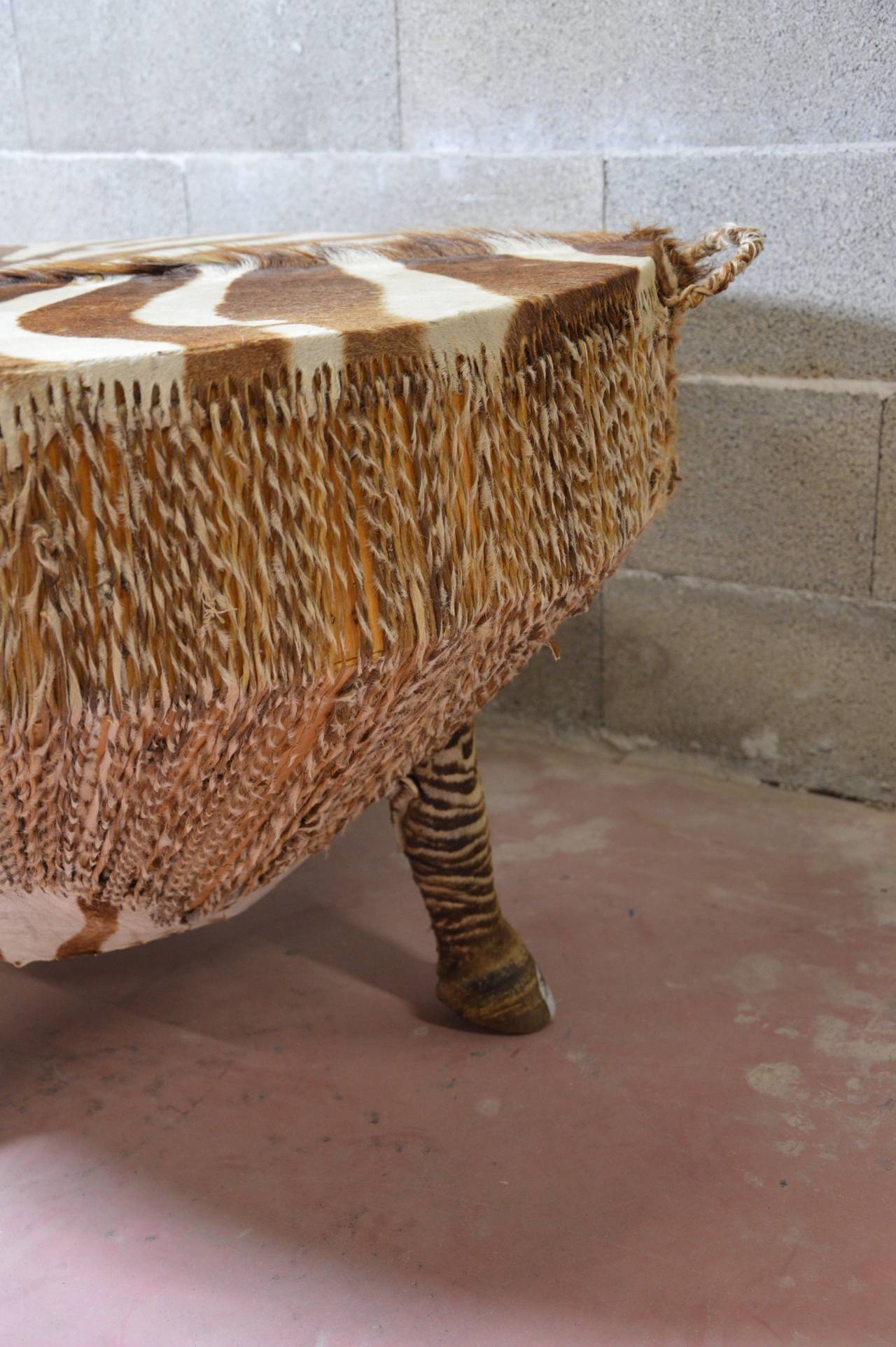 Drum Stool or Coffee Table in Zebra Leather For Sale 1