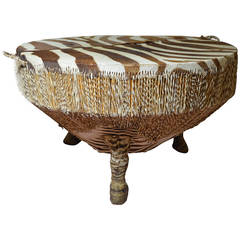 Drum Stool or Coffee Table in Zebra Leather