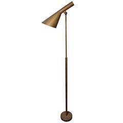 Floor Lamp in Brass in the Style of Arne Jacobsen