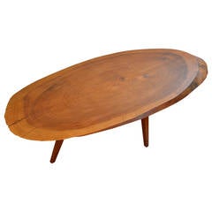 Important Coffee Table in Massive Cypress Wood