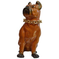 Vintage Ornamental Statue of Dog (French Bulldog) by Fornasetti Milano