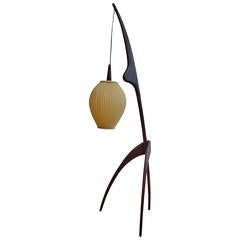 Vintage Floor lamp "Prying Mantis" in teck wood and rhodoïd plastic by Georges Rispal