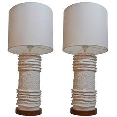 Pair of table lamps in ceramic by Emilia Palomba