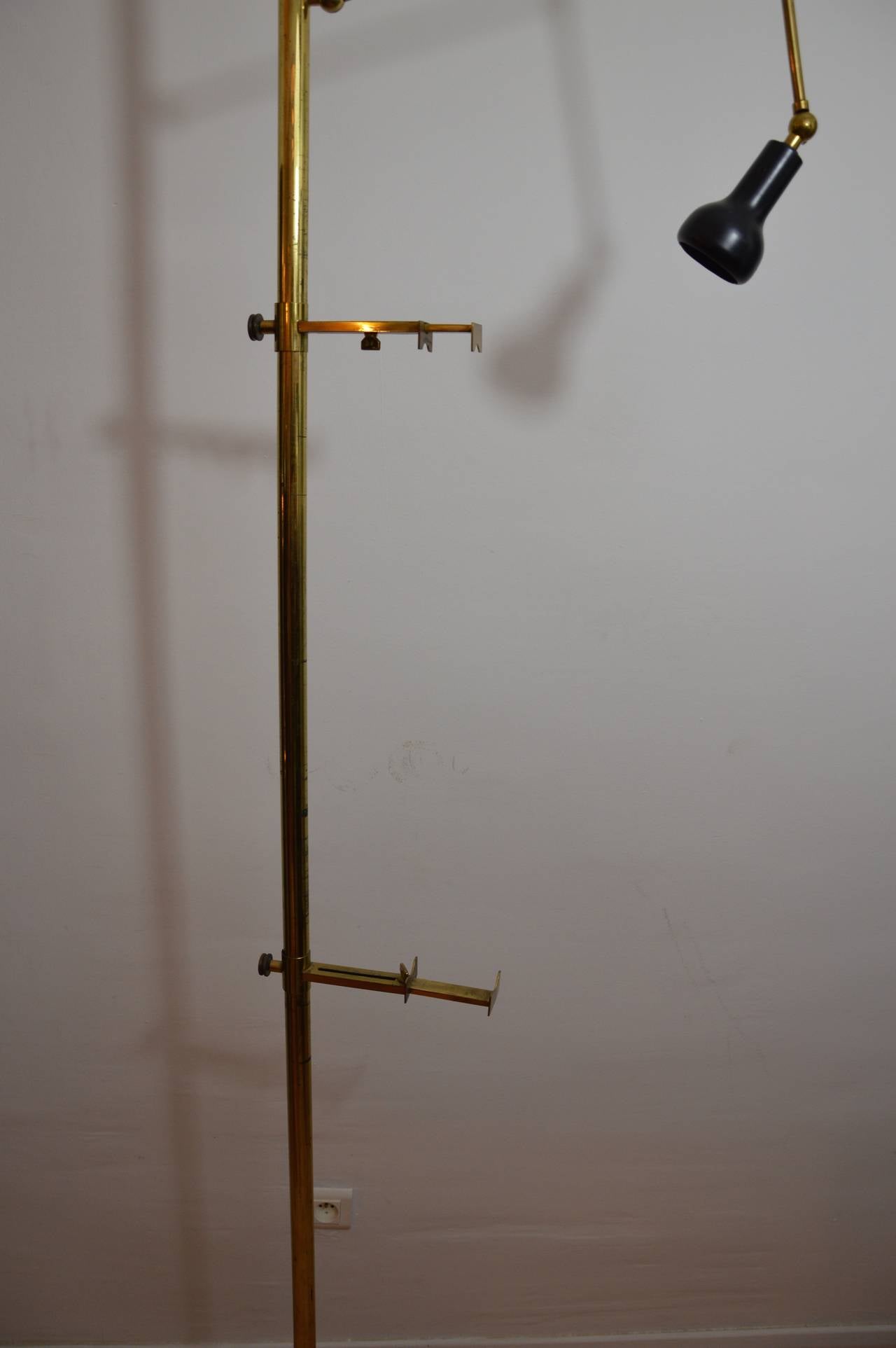 Italian Floor Lamp / Easel in brass by Angelo Lelli for Arredoluce For Sale