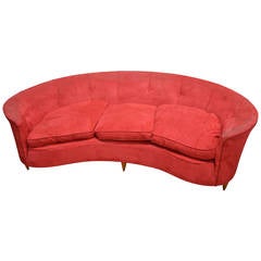 Vintage Italian Sofa in red shaved velvet