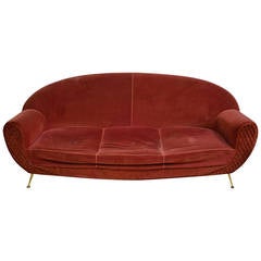 Big Italian Sofa in red velvet