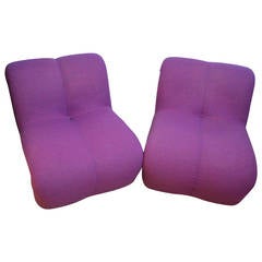 Pair of purple "Actual" armchairs by Etienne Fermigier for Airborne