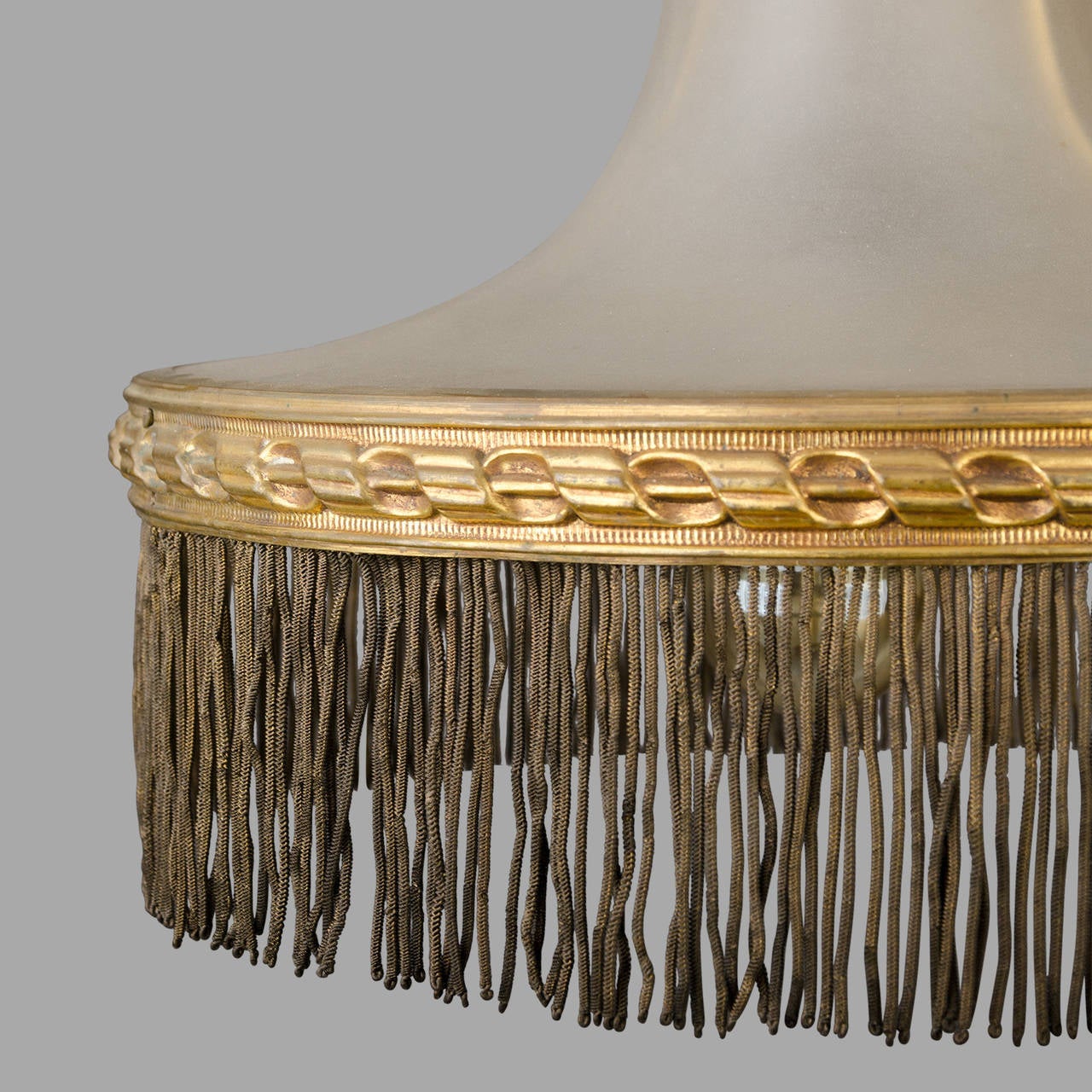 Early 20th Century Brass Pendant Light with a Glass Reflector, circa 1920
