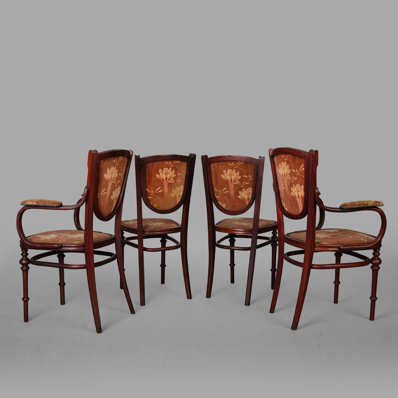 Austrian Small Art Nouveau Period Living Room Chairs, circa 1900