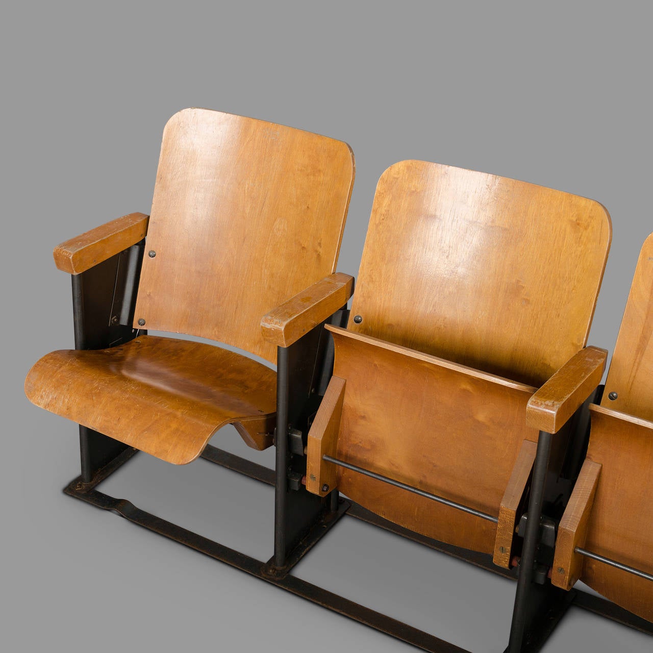 20th Century 1950s Movie Theater Armchairs, From a Military Base