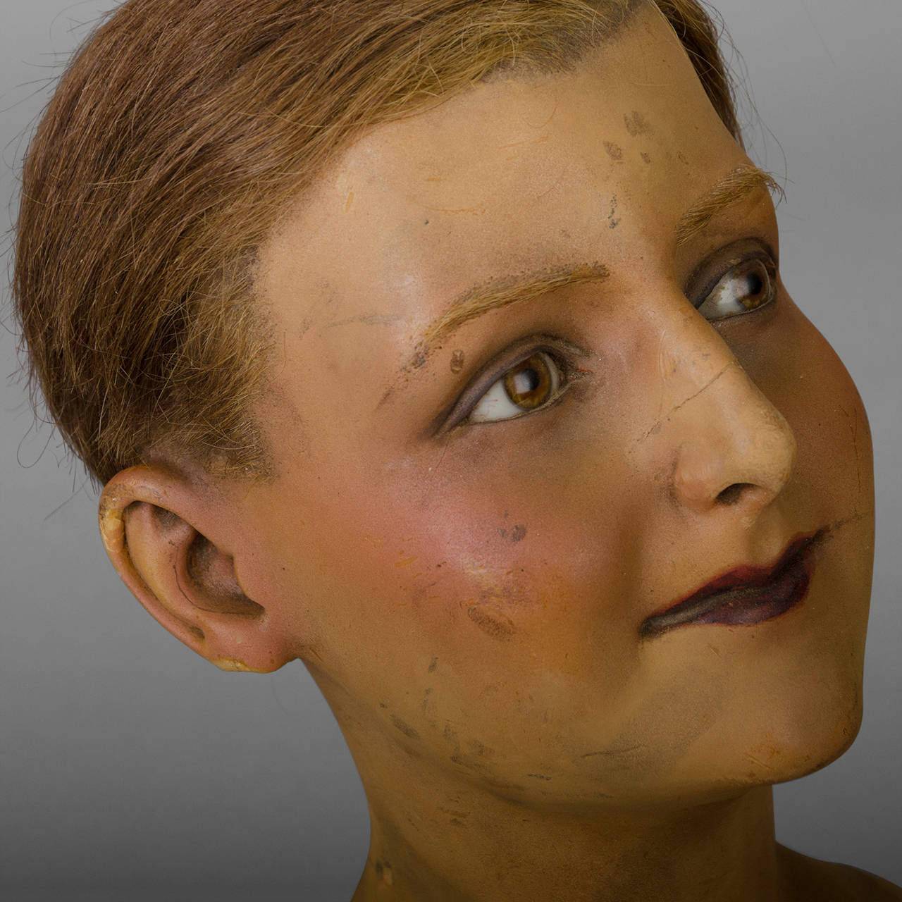 French Model head in Wax, around 1900s-1920s