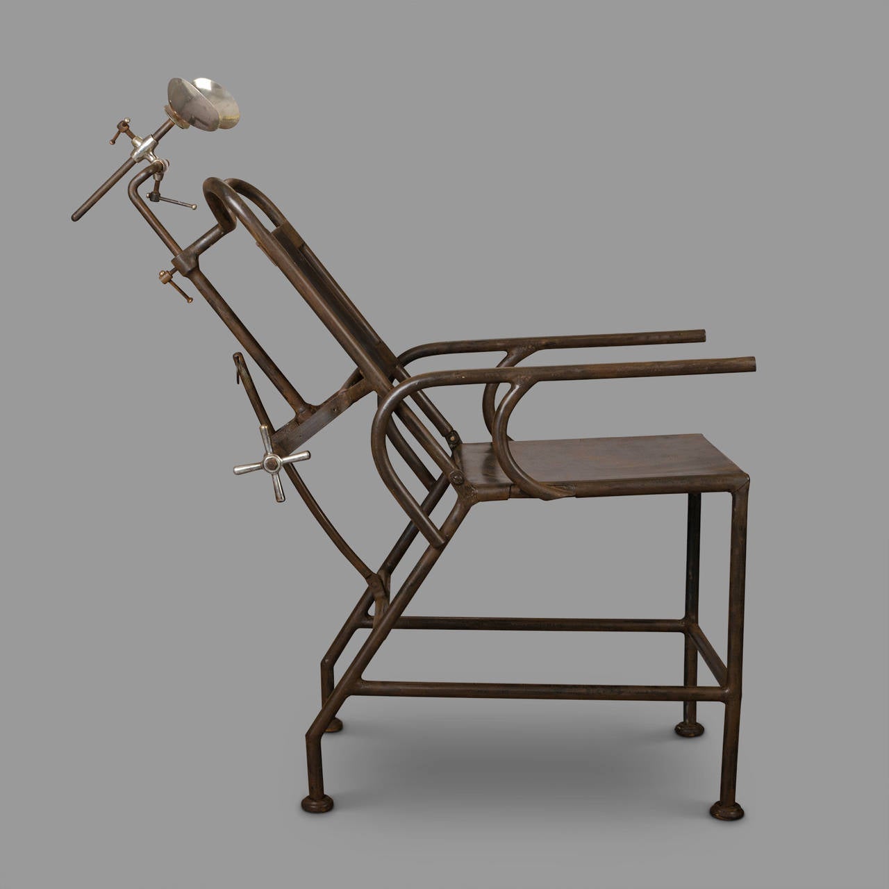 Mid-20th Century Medical Armchair in Sheet Metal and Nickel Parts, circa 1930 For Sale