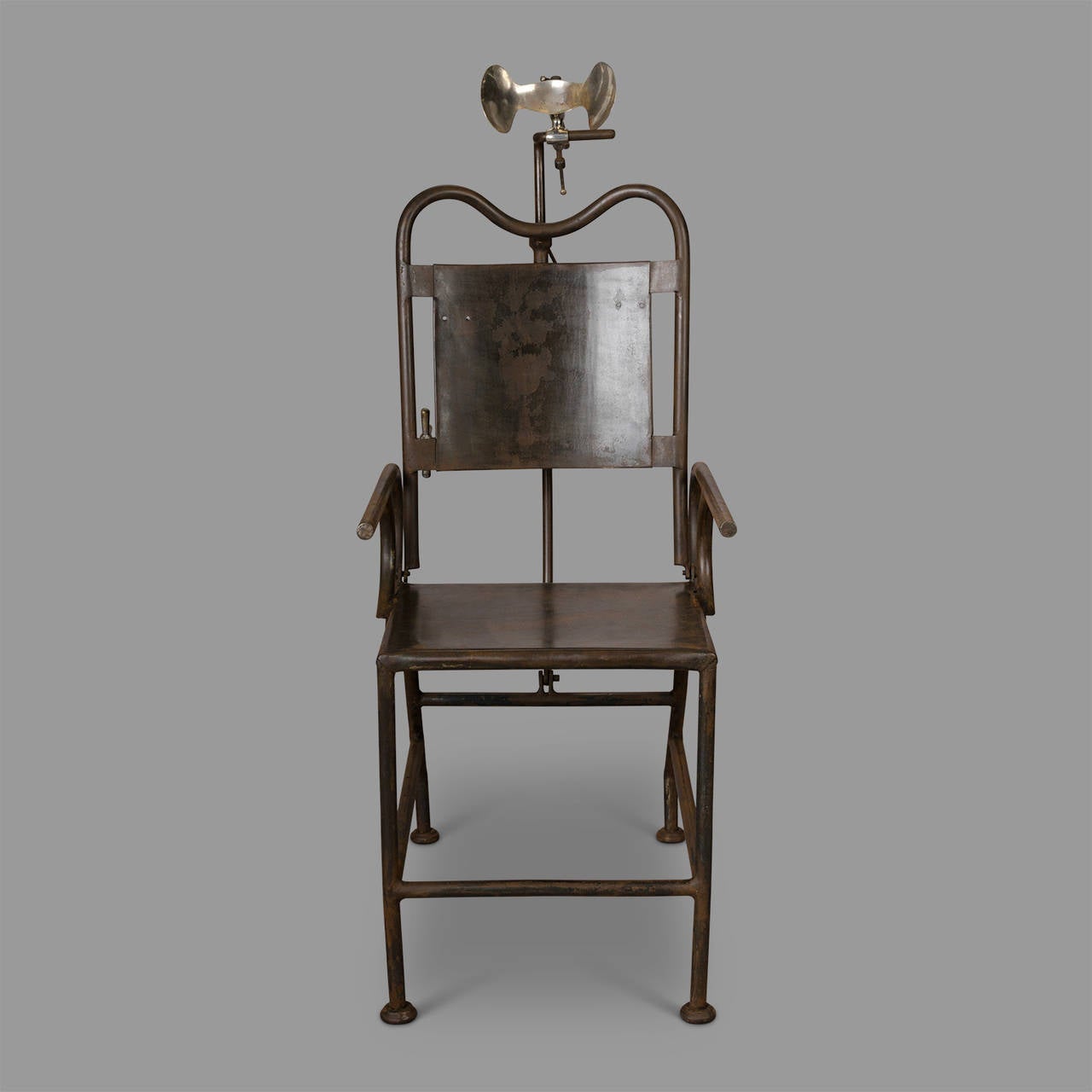 French Medical Armchair in Sheet Metal and Nickel Parts, circa 1930 For Sale