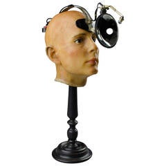 Antique Wax Head Model on Turned Wooden Base, circa 1900